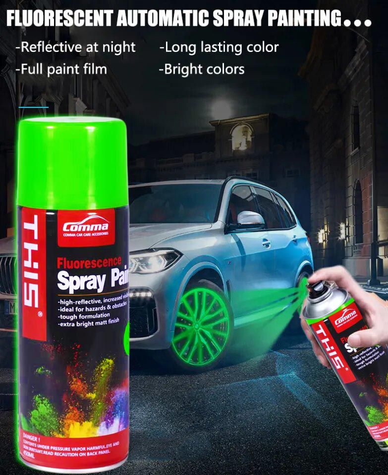 Fluorescent Spray Paint, High Reflective Florescence Bright Neon - Glow under UltraViolet UV (Black) Light Car Motorcycles Bicycles