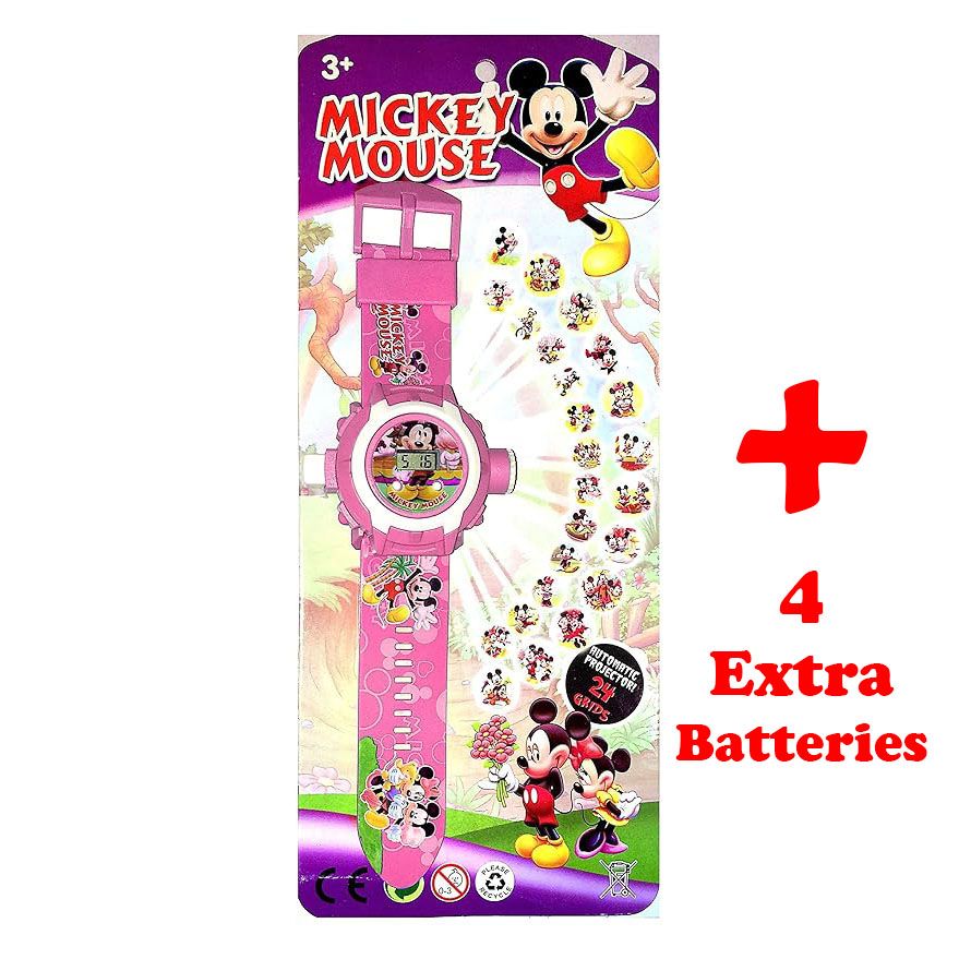 Mickey Mouse 24 Images Projector Toy Digital Watch with Cartoon Face for Kids
