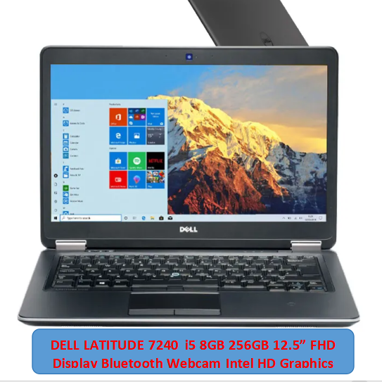 Refurbished Dell Latitude 7240 Laptop |Intel Core i5 | 8GB RAM | 256 GB SSD Original Computer | Notebook | 12.5 Inch Display Bluetooth Webcam |Windows 11 | Office 2019