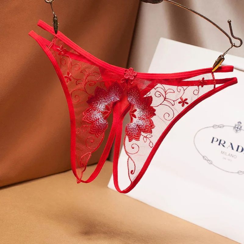 Women's Thong Pants Sexy Lace Panties G-Sting Low Waist Flower Briefs Seamless Hollow Out T-Back Female Sexy Lingerie  Panty  Butterfly Panties