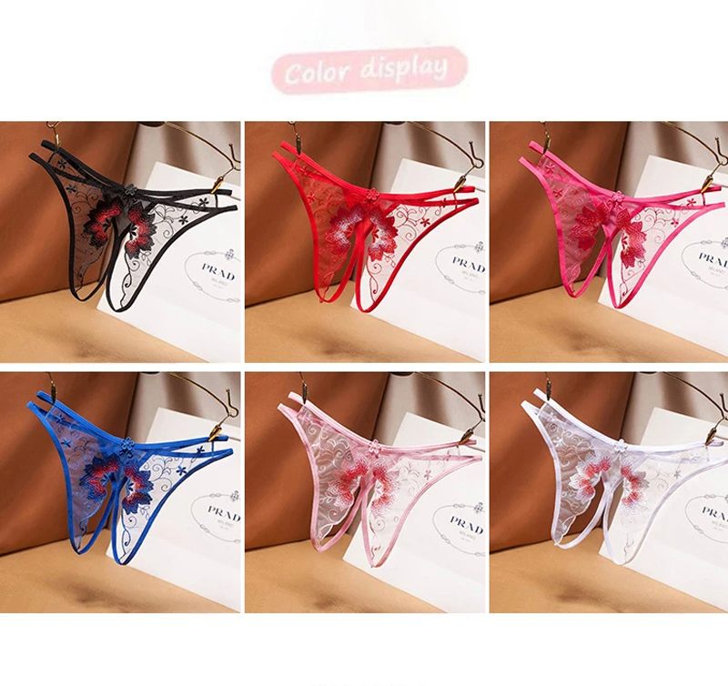 Women's Thong Pants Sexy Lace Panties G-Sting Low Waist Flower Briefs Seamless Hollow Out T-Back Female Sexy Lingerie  Panty  Butterfly Panties