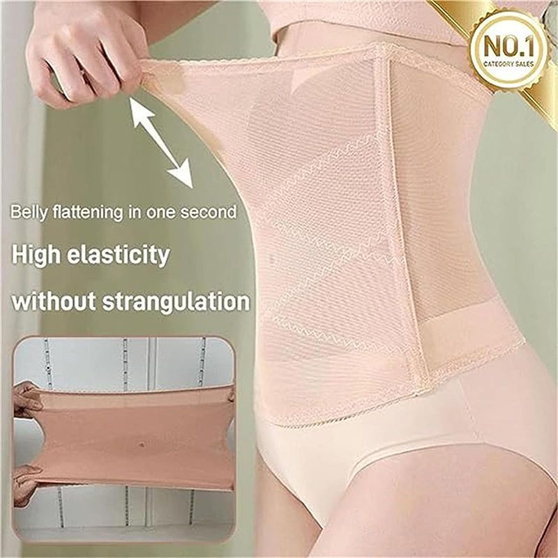 2024 New Waist Trainer Slimming Belt Slim Body Shaperh, Cross Mesh Girdle for Waist Shaping, High Waist Corsets Girdle Tummy Control, Breathable Slimming Shaper, Breathable Abdomen Postpartum Belt