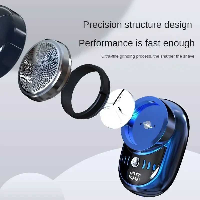 New Arrivals Mini Electric Razor Shaver for Men Vehicle Mounted Shave with Digital Display Travel Shaver Pocket Face Beard Trimmer USB Rechargeable Shaver Type-C Charging Mini Shaving Machine