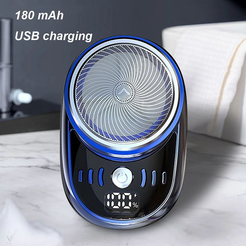 New Arrivals Mini Electric Razor Shaver for Men Vehicle Mounted Shave with Digital Display Travel Shaver Pocket Face Beard Trimmer USB Rechargeable Shaver Type-C Charging Mini Shaving Machine