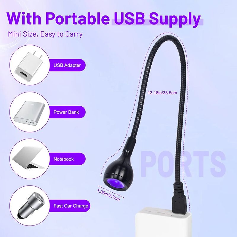 LED UV Light for Drying Gel Nail Polish Clip-On Flexible Desk Mini USB Nail Lamp Portable Nail Dryer Manicure Salon Tools