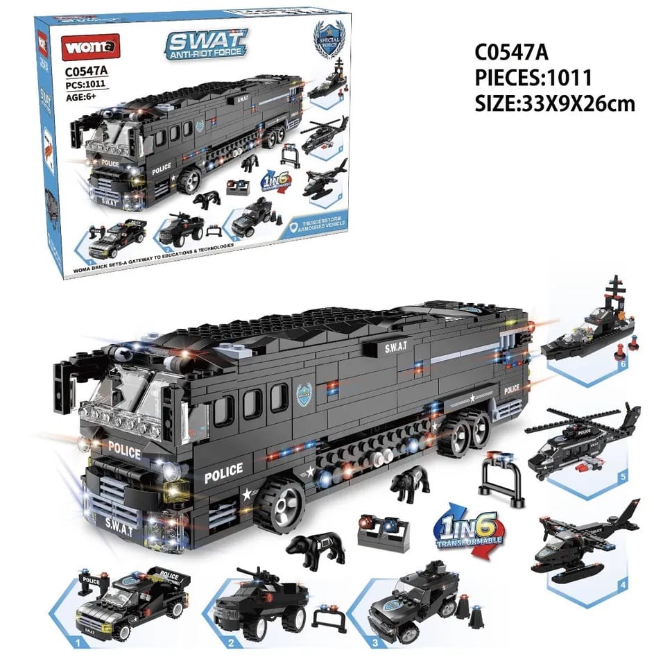 Swat anti root  force legos Compatible with Lego Building Blocks Boy Aircraft Carrier Assembled Building Blocks SWAT Tank Fighting Toys Children's Gifts