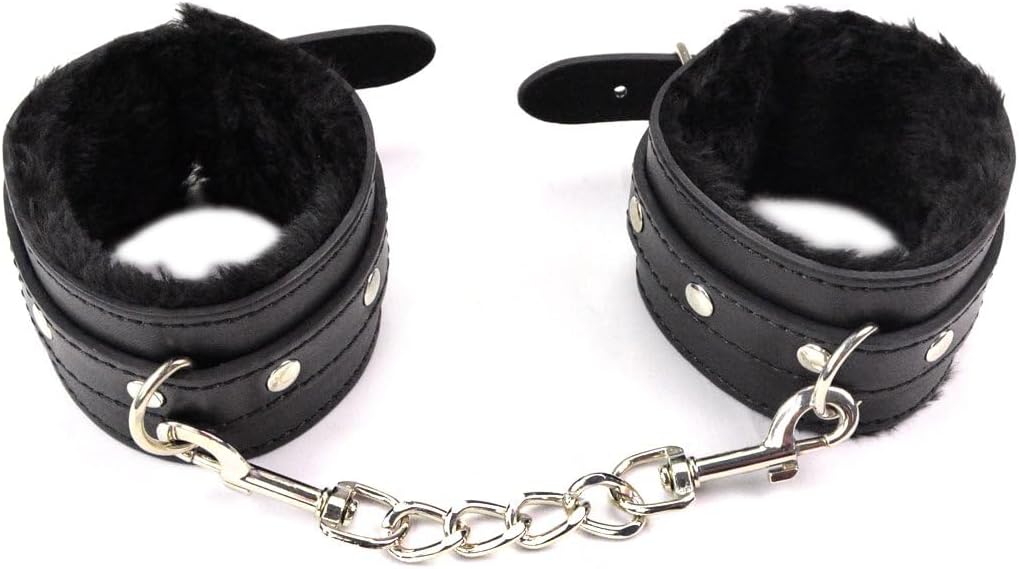 Furry Plush Handcuffs Leather Sex Hand Cuffs Adult Erotic Toys Bdsm Restraint Shackle Devices Sm Bondage Handcuff black
