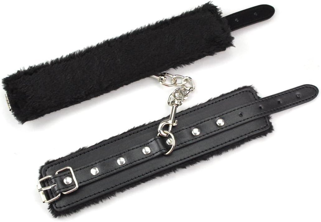Furry Plush Handcuffs Leather Sex Hand Cuffs Adult Erotic Toys Bdsm Restraint Shackle Devices Sm Bondage Handcuff black