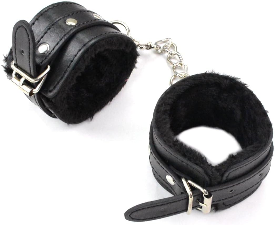 Furry Plush Handcuffs Leather Sex Hand Cuffs Adult Erotic Toys Bdsm Restraint Shackle Devices Sm Bondage Handcuff black