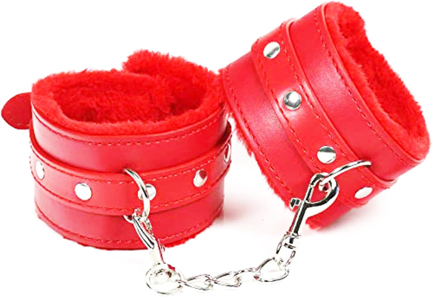 Furry Plush Handcuffs Leather Sex Hand Cuffs Adult Erotic Toys Bdsm Restraint Shackle Devices Sm Bondage Handcuff RED