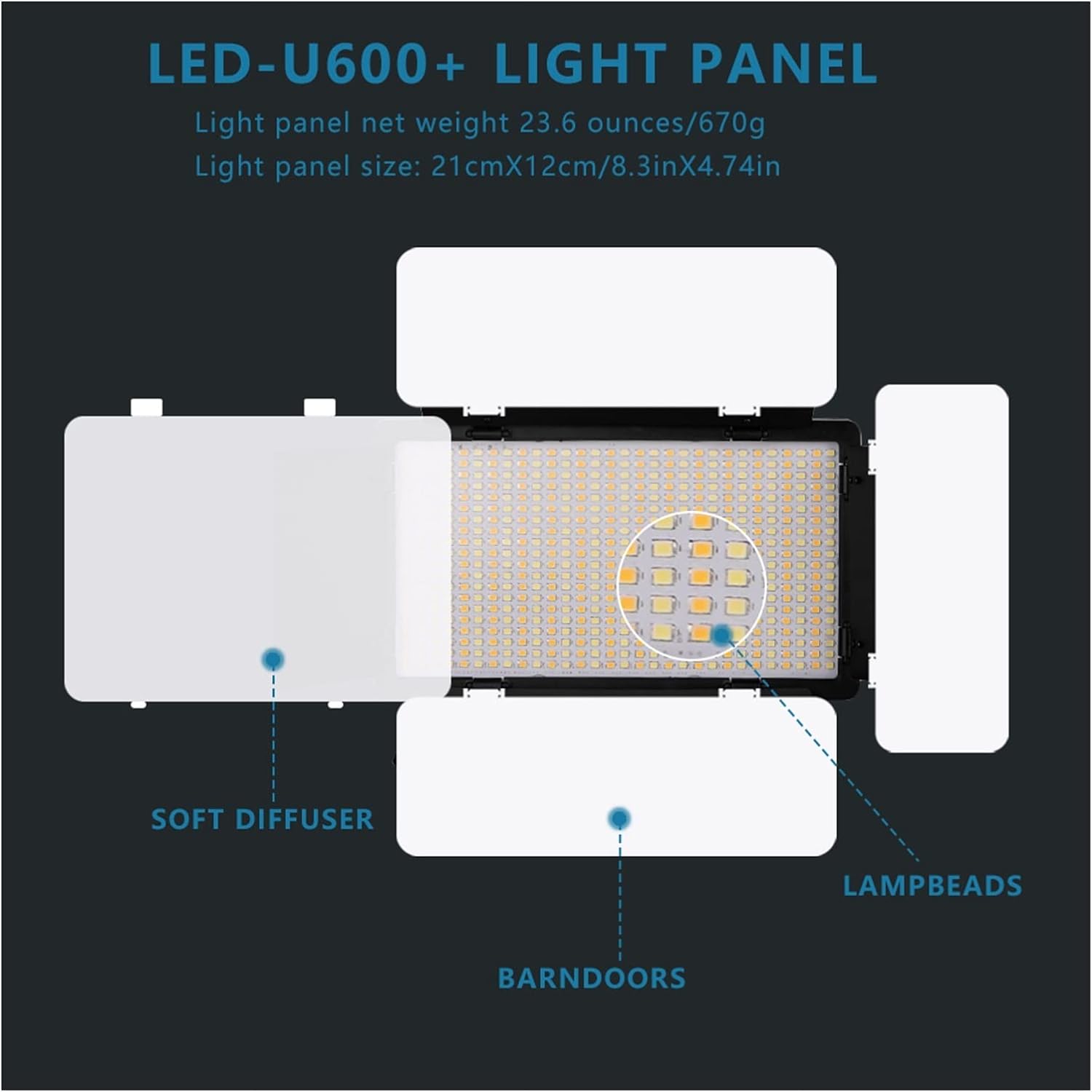 U800 LED light video light kit with 2.1m tripod stand, plug-powered camera video light, 3200K-5600K camera video light, plug-powered video conference live light