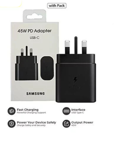 Samsung 45W SUPER Fast Charging Wall UK Plug ADAPTER ALONE - Black
