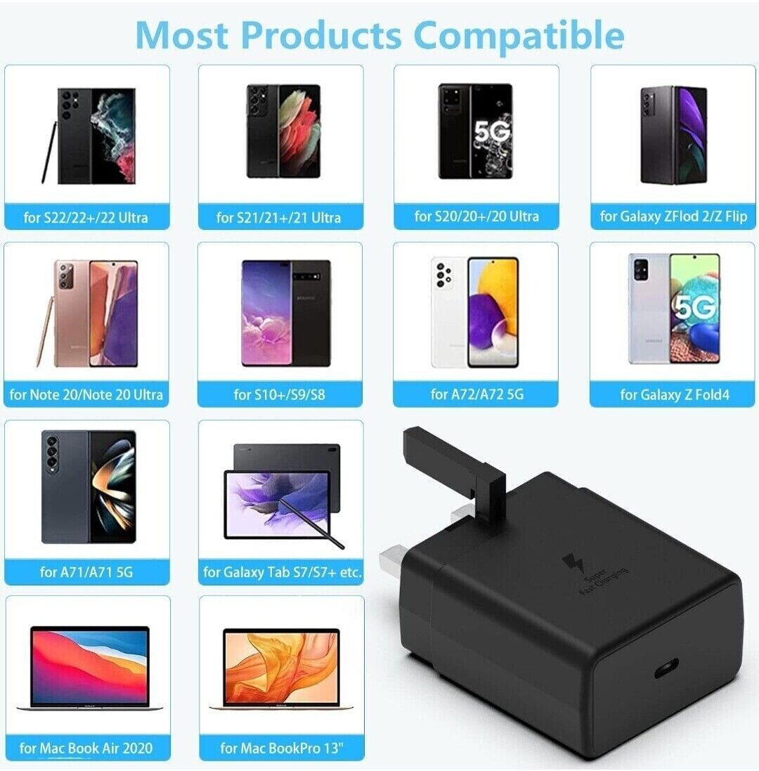 Samsung 45W SUPER Fast Charging Wall UK Plug ADAPTER ALONE - Black