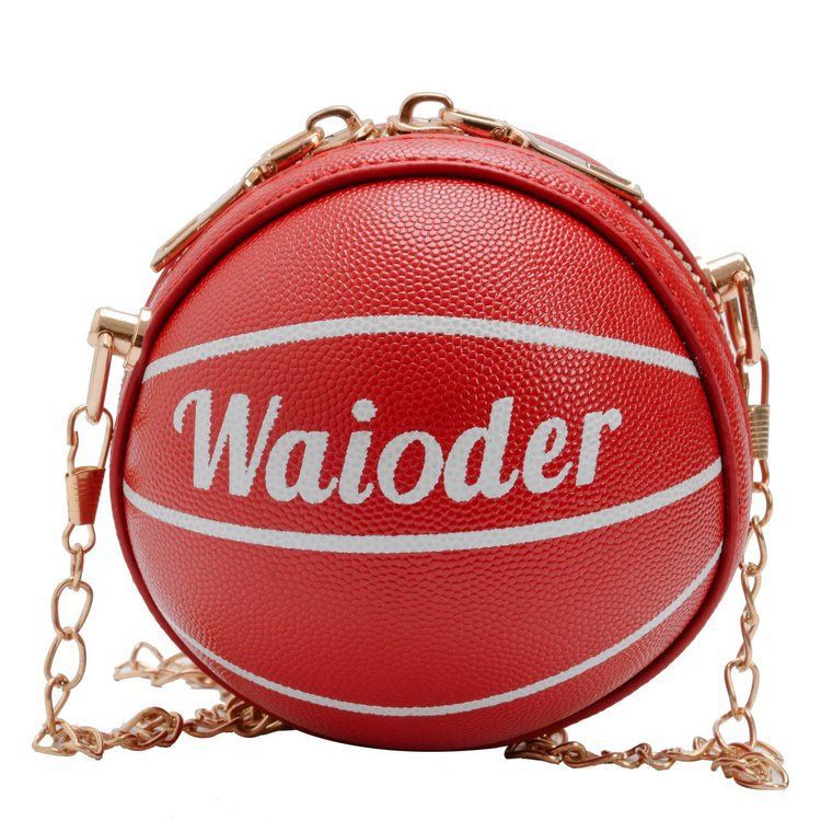 Kids Basketball Messenger Bag Children Girls Leather Round Crossbody Bags Pack Metal Chain Strap Holiday Travel Street Hip-hop Boy