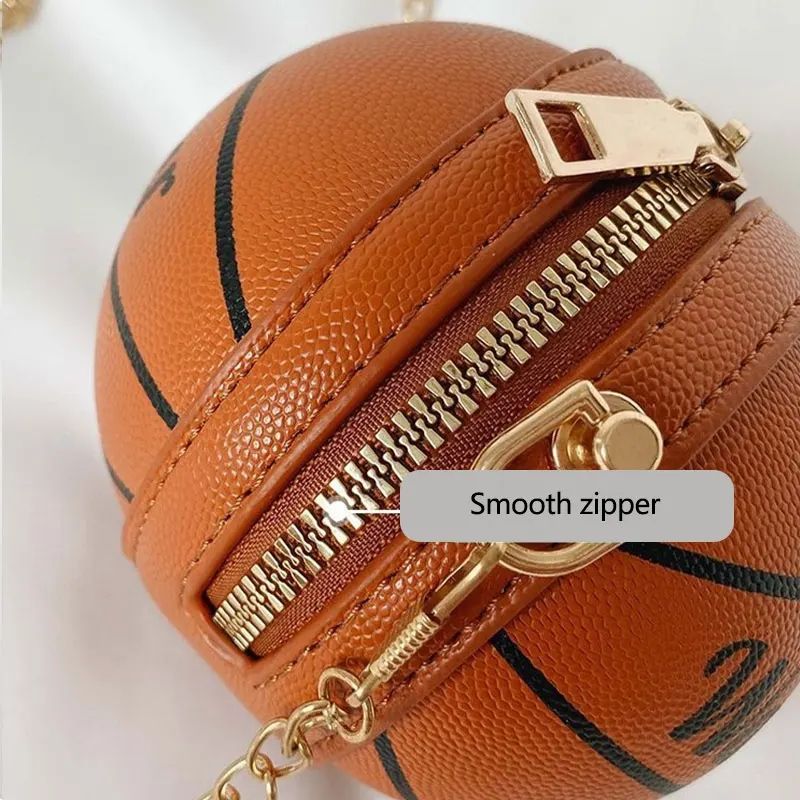 Kids Basketball Messenger Bag Children Girls Leather Round Crossbody Bags Pack Metal Chain Strap Holiday Travel Street Hip-hop Boy