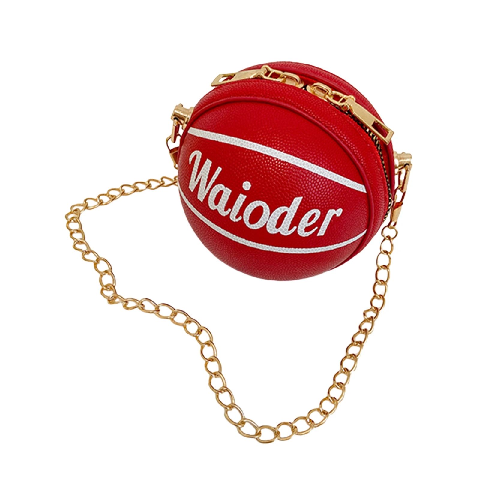 Kids Basketball Messenger Bag Children Girls Leather Round Crossbody Bags Pack Metal Chain Strap Holiday Travel Street Hip-hop Boy