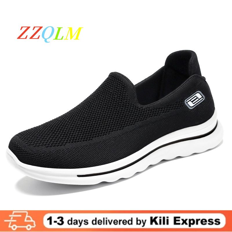 Men's Shoes Mesh Fly Woven Breathable Casual Sneakers Comfortable Lazy Slip on Shoes Casual Shoes Men Anti-Odor Shoes