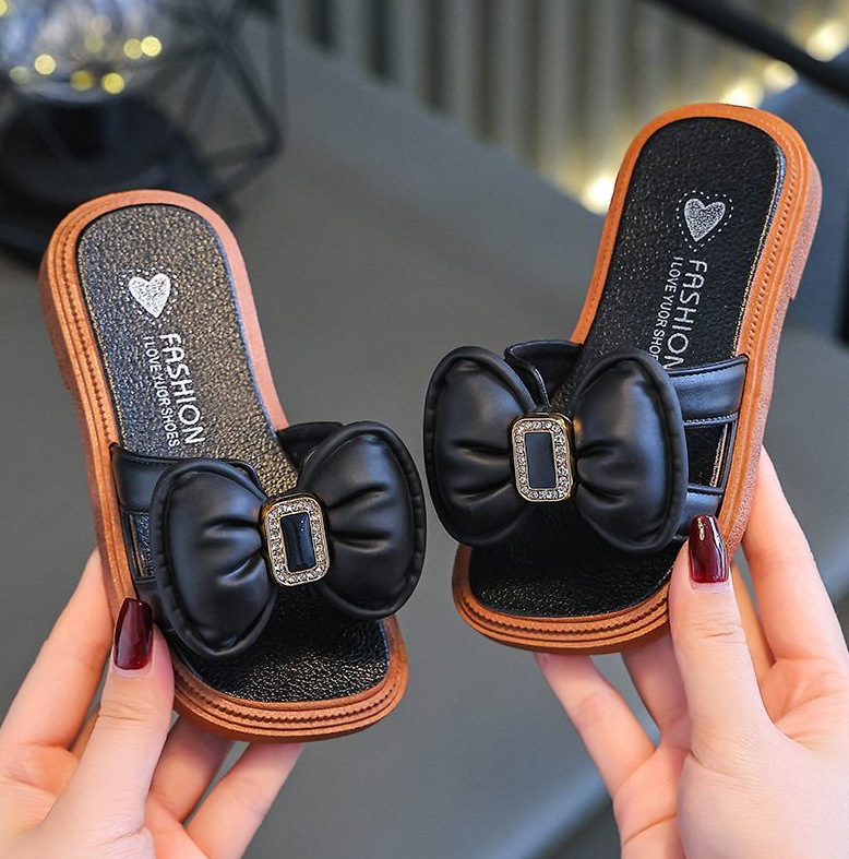 Kids Shoes Baby Shoes Girls' Shoes Slippers Fashionable and comfortable children's outer wear bow fairy new thick-soled home anti-odor sandals and slippers
