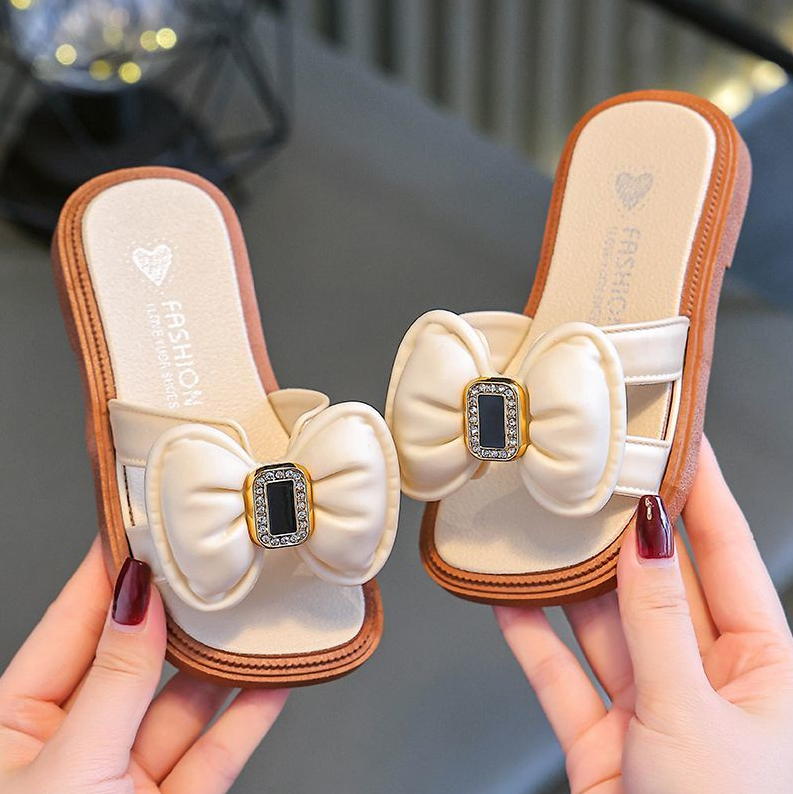 Kids Shoes Baby Shoes Girls' Shoes Slippers Fashionable and comfortable children's outer wear bow fairy new thick-soled home anti-odor sandals and slippers