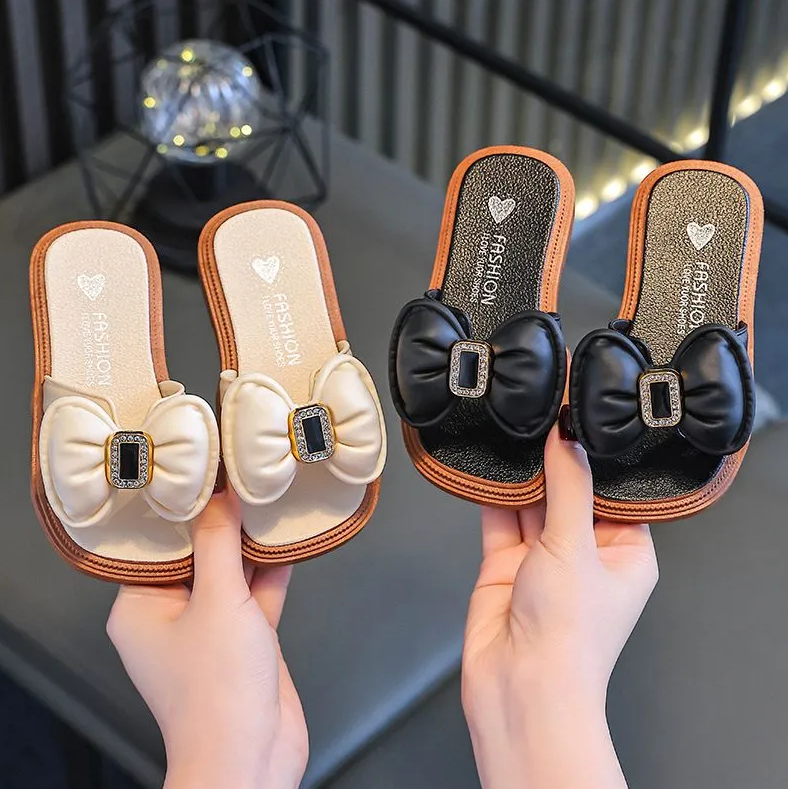 Kids Shoes Baby Shoes Girls' Shoes Slippers Fashionable and comfortable children's outer wear bow fairy new thick-soled home anti-odor sandals and slippers