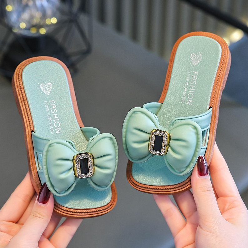 Kids Shoes Baby Shoes Girls' Shoes Slippers Fashionable and comfortable children's outer wear bow fairy new thick-soled home anti-odor sandals and slippers