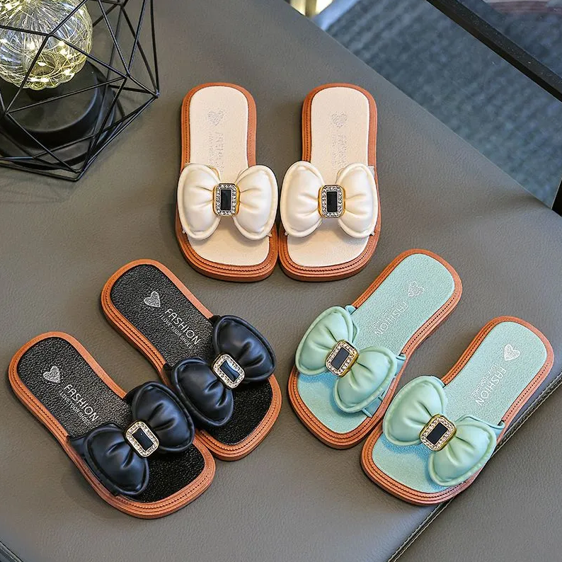 Kids Shoes Baby Shoes Girls' Shoes Slippers Fashionable and comfortable children's outer wear bow fairy new thick-soled home anti-odor sandals and slippers