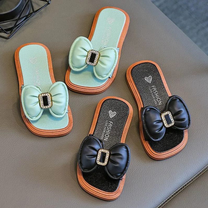 Kids Shoes Baby Shoes Girls' Shoes Slippers Fashionable and comfortable children's outer wear bow fairy new thick-soled home anti-odor sandals and slippers