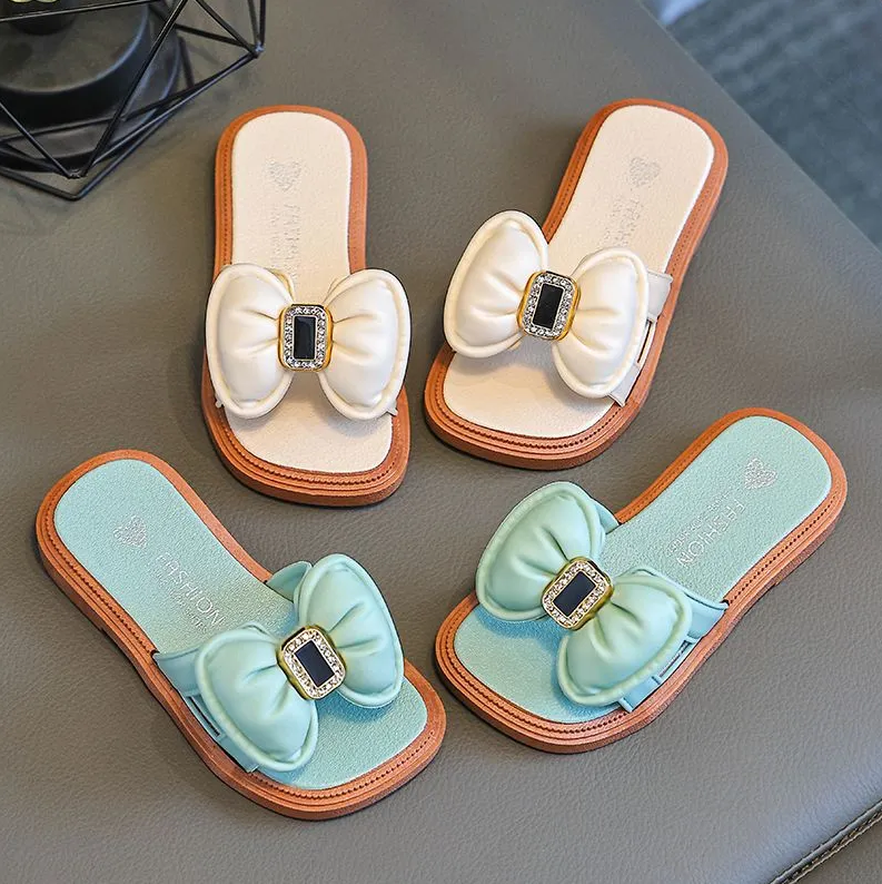 Kids Shoes Baby Shoes Girls' Shoes Slippers Fashionable and comfortable children's outer wear bow fairy new thick-soled home anti-odor sandals and slippers