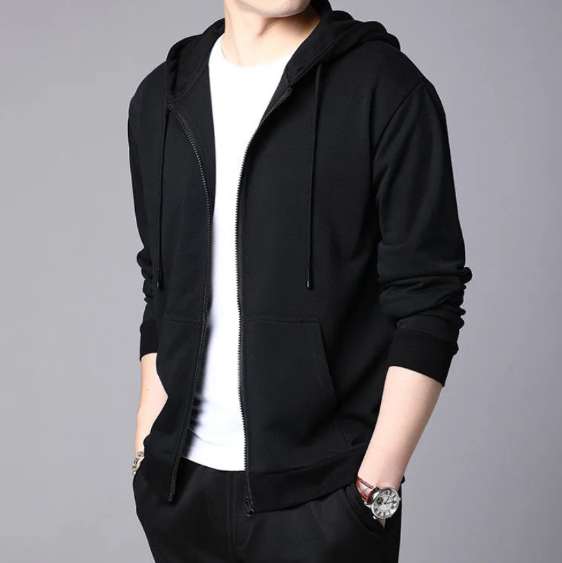 Men's Clothing Tops Jackets Coats  Youth hooded sweatshirt men's cardigan top student zipper sweatshirt men's large size jacket