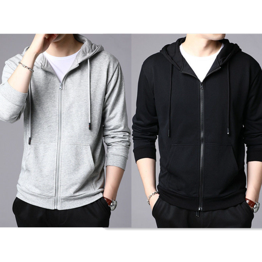 Men's Clothing Tops Jackets Coats  Youth hooded sweatshirt men's cardigan top student zipper sweatshirt men's large size jacket