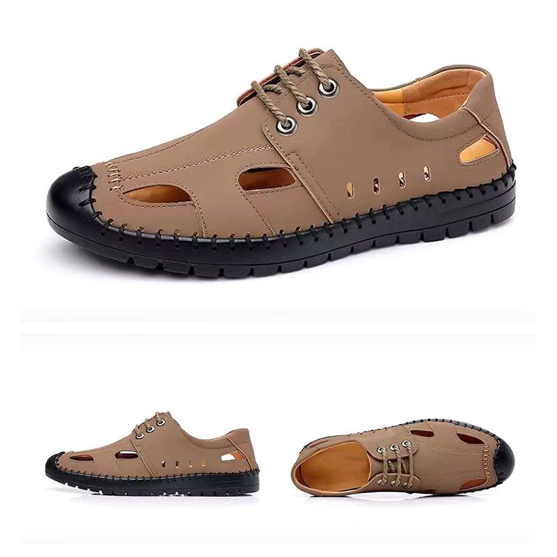 Men's Shoes Leather Shoes summer breathable hollow sandals Men's casual and versatile sandals Non-slip outer wear dress shoes Fashionable outer wear leather shoes