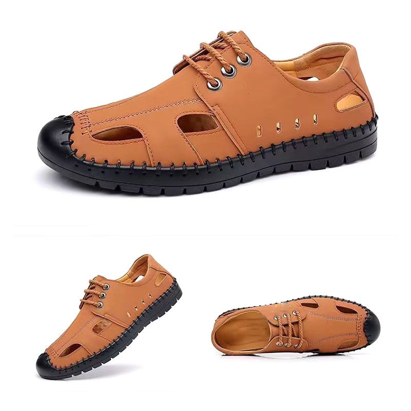 Men's Shoes Leather Shoes summer breathable hollow sandals Men's casual and versatile sandals Non-slip outer wear dress shoes Fashionable outer wear leather shoes