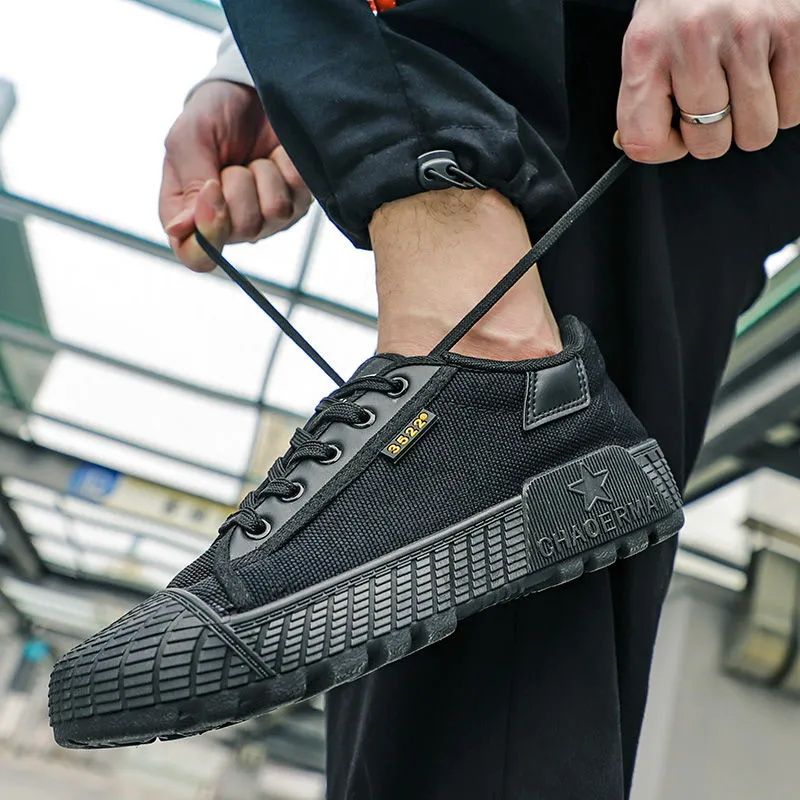 Men's antiskid shoes, wear-resistant work shoes, labor protection shoes, low top canvas, breathable, deodorant rubber shoes Breathable and sweat-absorbent casual work shoes. 39 Green