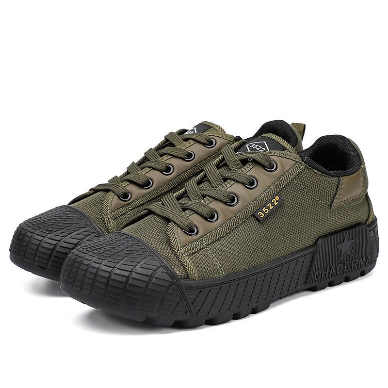 Men's antiskid shoes, wear-resistant work shoes, labor protection shoes, low top canvas, breathable, deodorant rubber shoes Breathable and sweat-absorbent casual work shoes. 39 Green