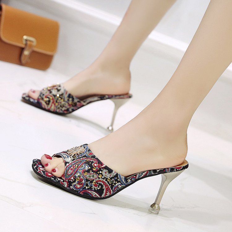 Women's Shoes Heels The New  open toe high heel slippers Party stiletto heels women's sandals New summer style outer sandals, fashionable stiletto sandals Versatile high heels Fashionable stilettos, high-end wine glass heels