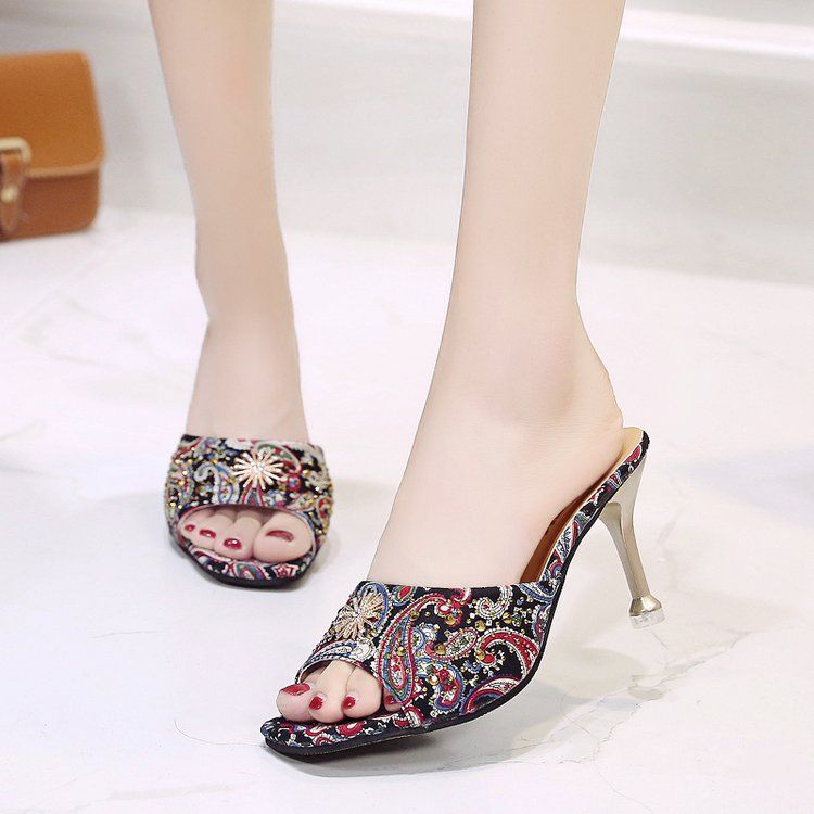 Women's Shoes Heels The New  open toe high heel slippers Party stiletto heels women's sandals New summer style outer sandals, fashionable stiletto sandals Versatile high heels Fashionable stilettos, high-end wine glass heels