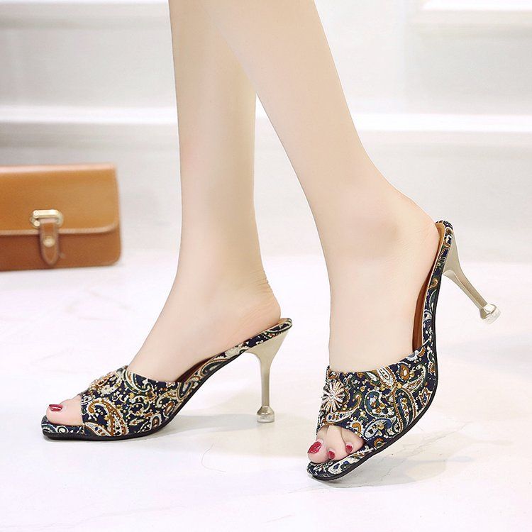 Women's Shoes Heels The New  open toe high heel slippers Party stiletto heels women's sandals New summer style outer sandals, fashionable stiletto sandals Versatile high heels Fashionable stilettos, high-end wine glass heels