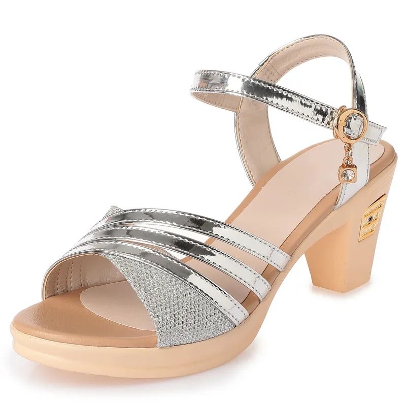 Women's Shoes Heels Wear-resistant New Fashion Fish Mouth Summer High Heels Medium Heel Women's strappy sandals  Fashionable and casual Large size thick heel sandals are comfortable and non-slip fish mouth shoes