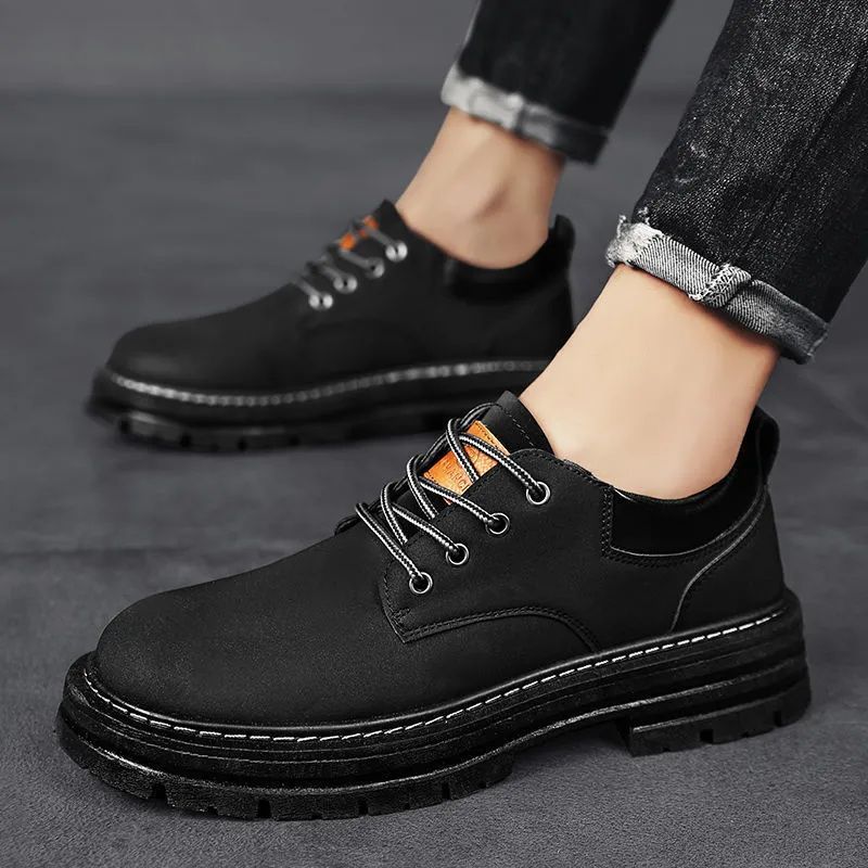 Men's shoes boots Martin boots New spring men's British style short boots tops casual black boots Anti-slip and wear-resistant Versatile fashion for teenagers Work shoes American work shoes