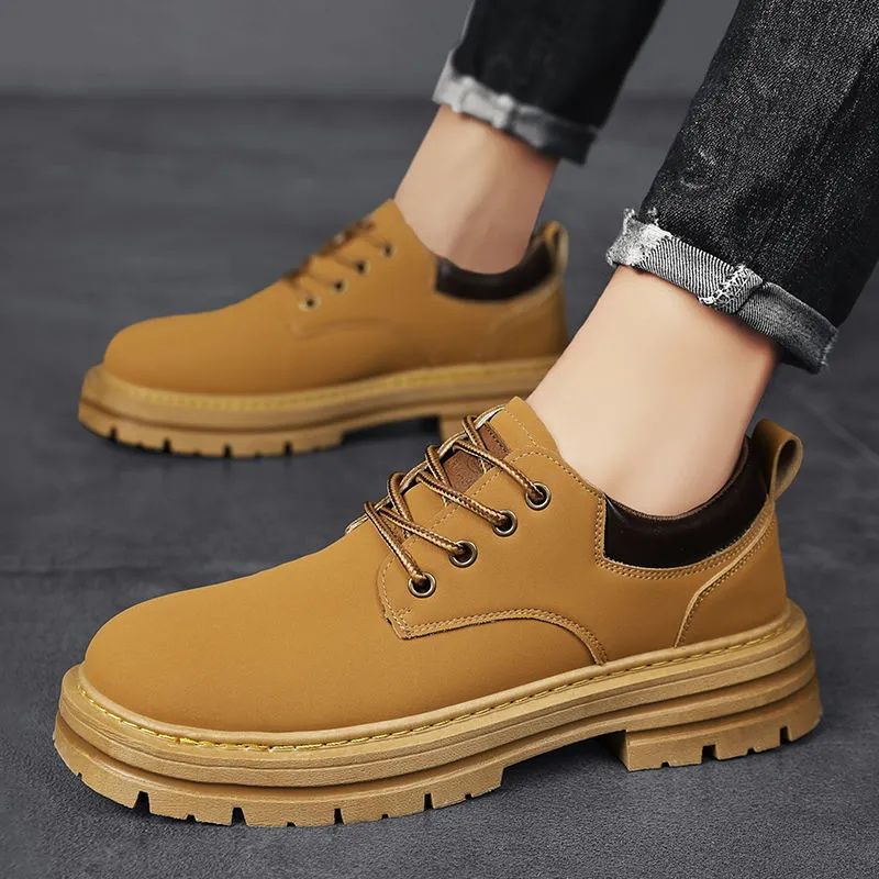 Men's shoes boots Martin boots New spring men's British style short boots tops casual black boots Anti-slip and wear-resistant Versatile fashion for teenagers Work shoes American work shoes