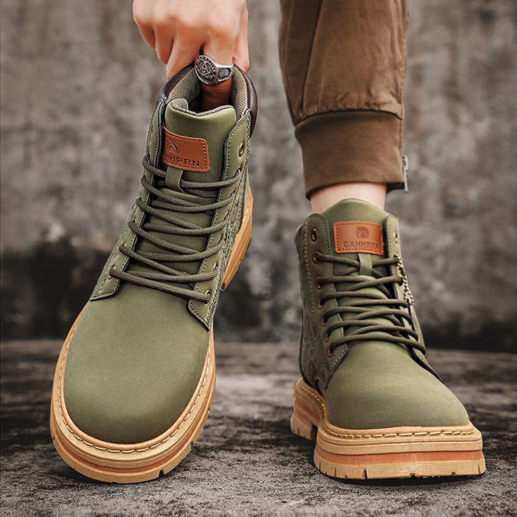 Men's shoes boots Martin boots men's British High top boots Anti-slip and wear-resistant Versatile fashion for teenagers Work shoes outdoor hiking shoes New work boots Trendy and versatile sneakers in