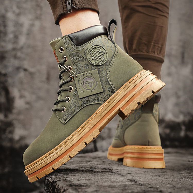 Men's shoes boots Martin boots men's British High top boots Anti-slip and wear-resistant Versatile fashion for teenagers Work shoes outdoor hiking shoes New work boots Trendy and versatile sneakers in