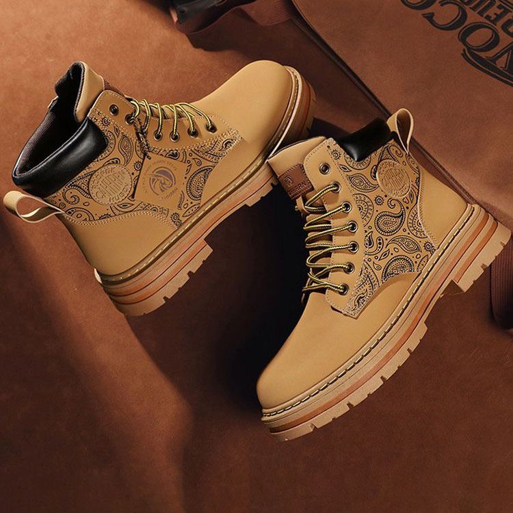 Men's shoes boots Martin boots men's British High top boots Anti-slip and wear-resistant Versatile fashion for teenagers Work shoes outdoor hiking shoes New work boots Trendy and versatile sneakers in