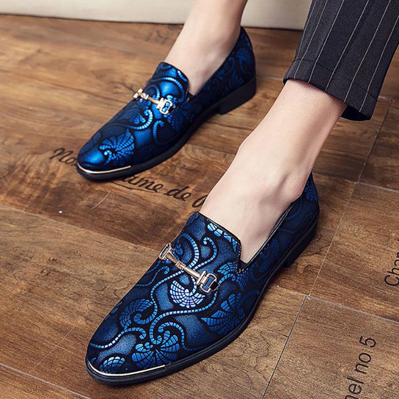 Men's Shoes Leather Shoes Breathable Oxford  shoes upscale Men's casual shoes European style slip-on leather shoes pointed toe soft sole youth trend business formal Pointed leather shoes golden patter