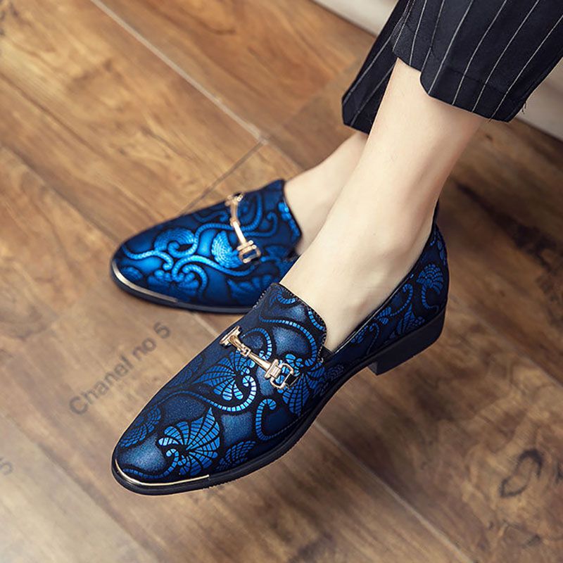 Men's Shoes Leather Shoes Breathable Oxford  shoes upscale Men's casual shoes European style slip-on leather shoes pointed toe soft sole youth trend business formal Pointed leather shoes golden patter