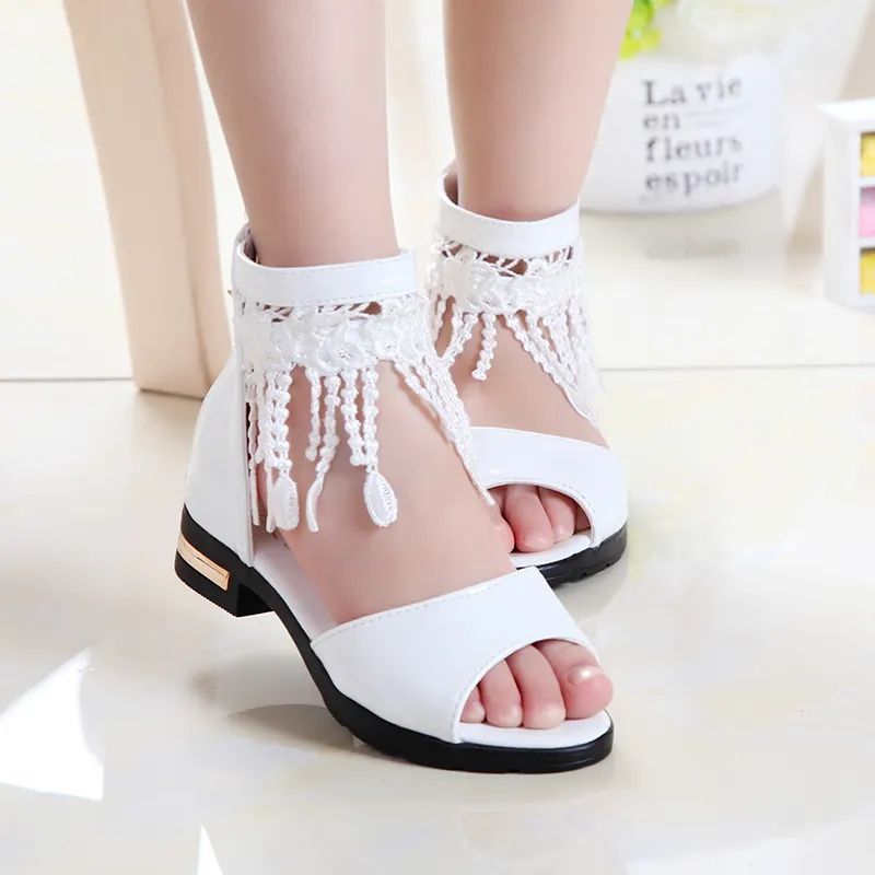 Kids Shoes Girls Sandals Summer New Korean Style Children's Roman Shoes for Big Children and Little Girls Soft Soled Princess Shoes Fish Mouth Shoes high top sandals