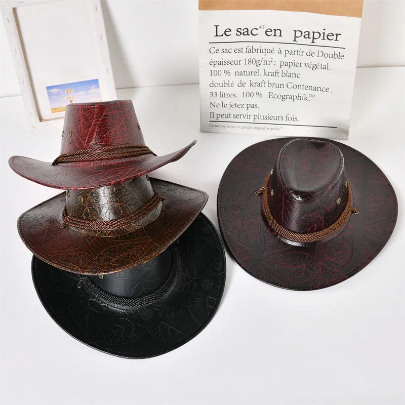 Western cowboy hat leather mountaineering Spanish sun hat travel sun visor hat