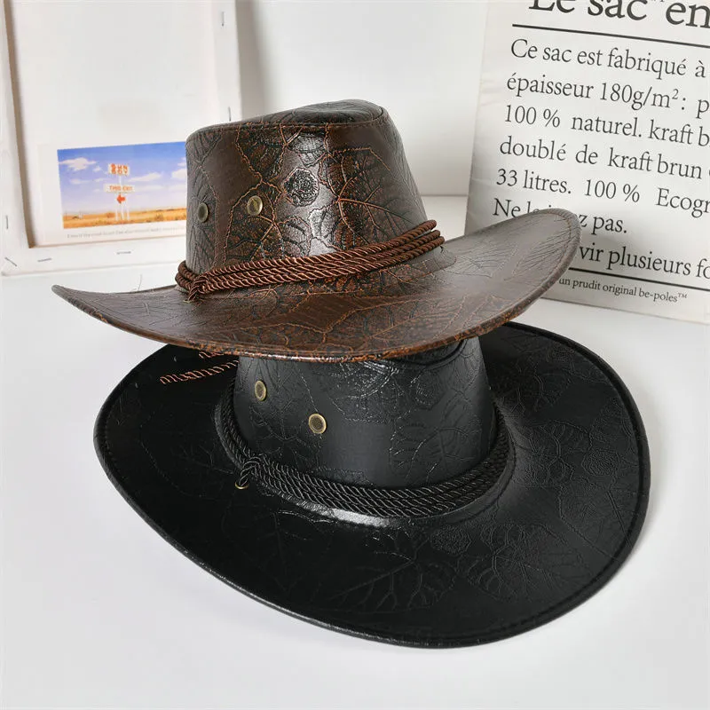 Western cowboy hat leather mountaineering Spanish sun hat travel sun visor hat