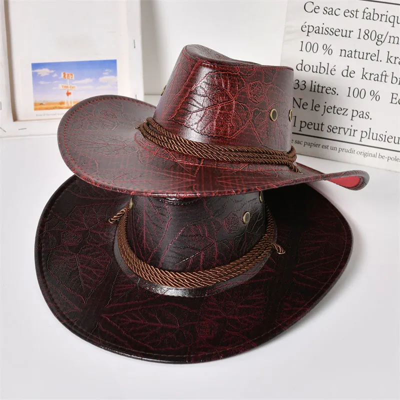 Western cowboy hat leather mountaineering Spanish sun hat travel sun visor hat