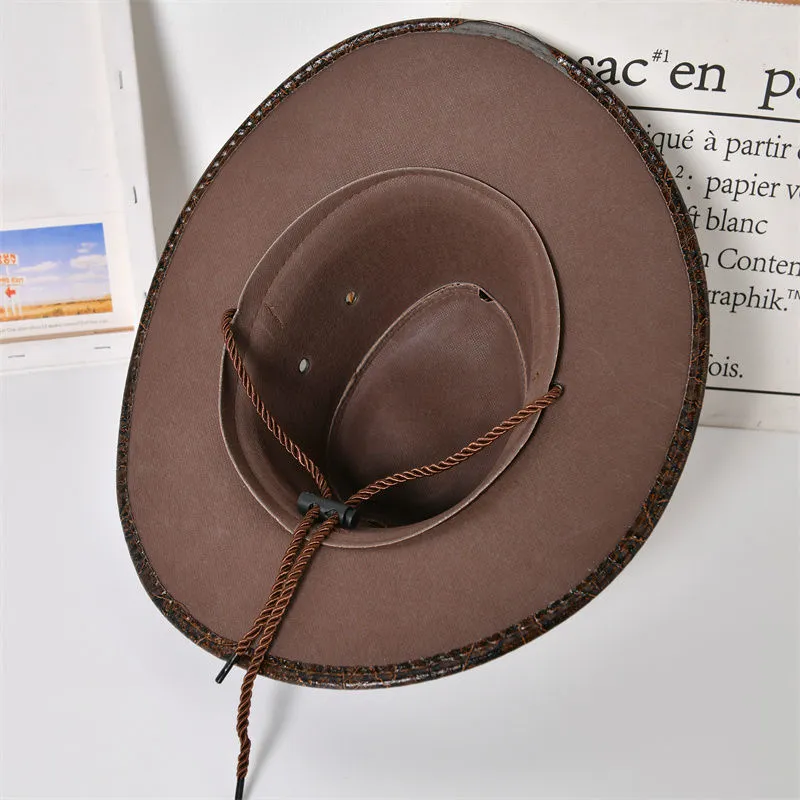 Western cowboy hat leather mountaineering Spanish sun hat travel sun visor hat